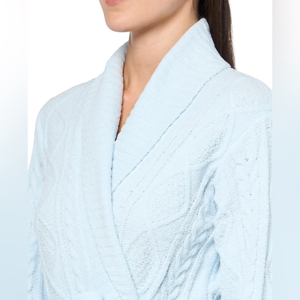 PJ Salvage womens Cable Crew Lounge Robe Size Large Blue Air